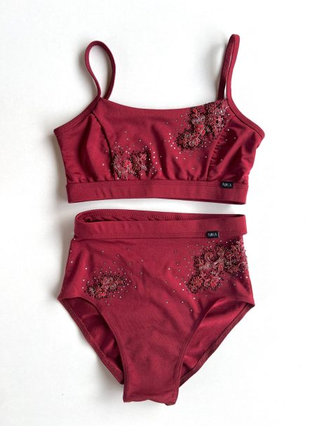 Komplet Roxi z przystrojeniem bordo S